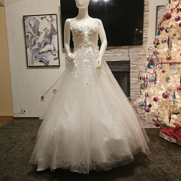 Royal Queen DRESS 14 formal wedding satin train dress embellished